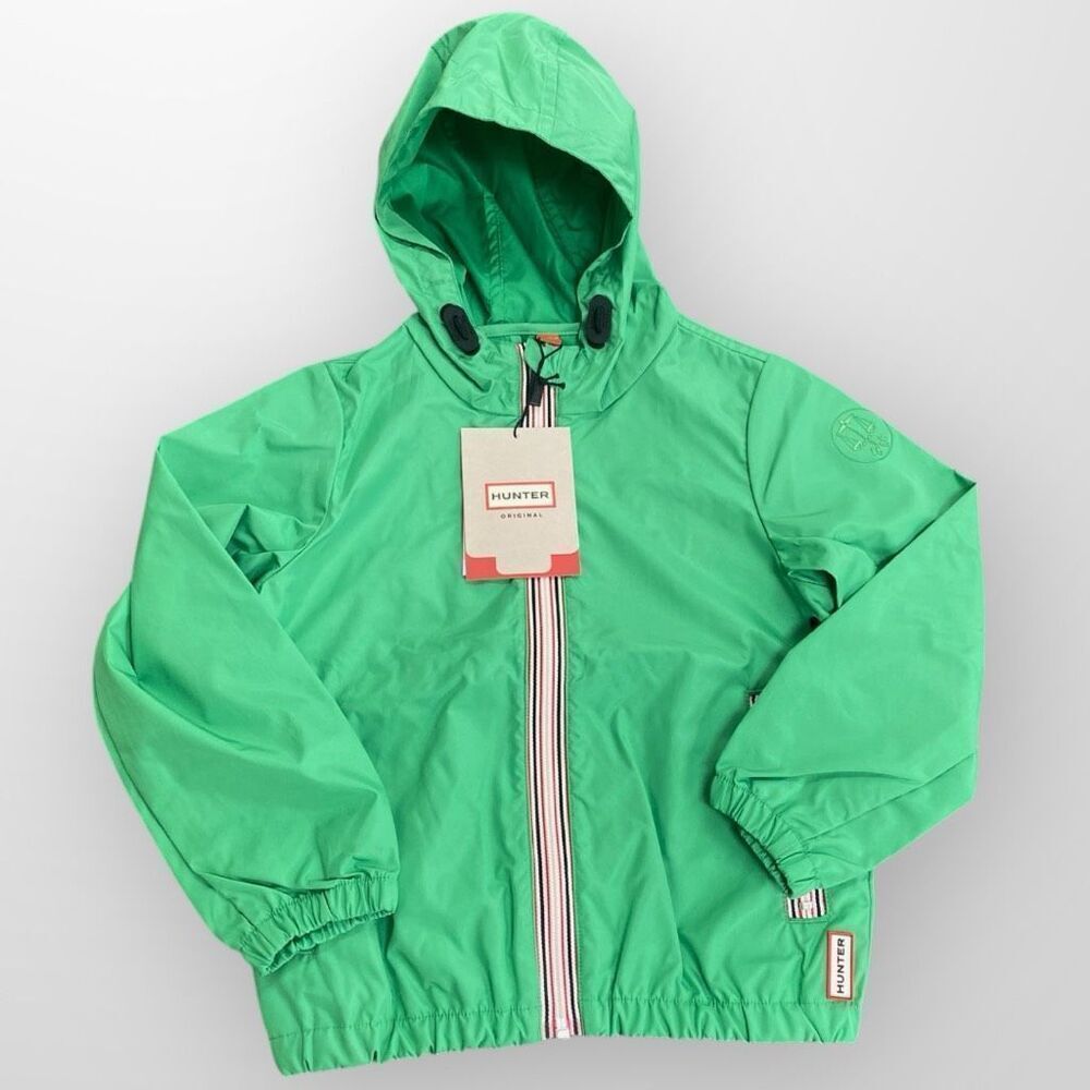 HUNTER Original Packable Shell Element Green Hooded Jacket Kids size Age 5-6 New